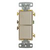 Hubbell Wiring Device-Kellems Switches and Lighting Controls, Combination Devices, Residential Grade, Decorator Series, 1) Single Pole Rocker, 1) Three Way Rocker, 15A 120V AC, Side Wired, Light Almond RCD103LA